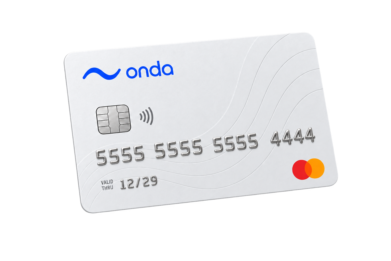 ONDA Mastercard with raised silver numbers
